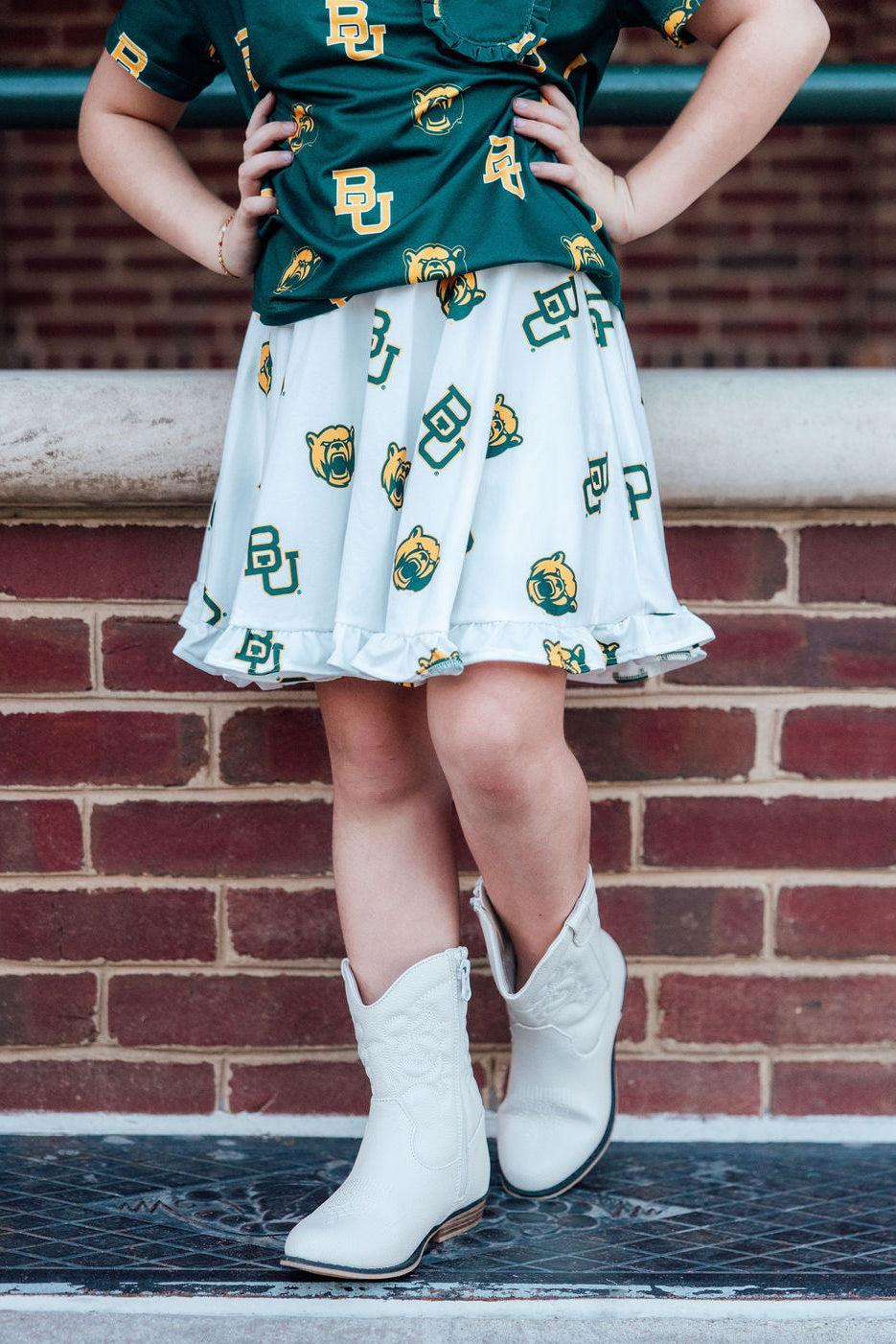 Mila & Rose ® Baylor White Bear Ruffle Twirl Skort — main product shot
