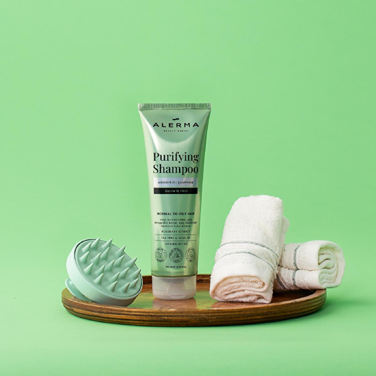 Alerma Sulfate-Free Shampoo for Oily & Thin Hair: Rosemary & Tea Tree Oil for Cleansing, Volume & Shine - Vegan & Paraben-Free