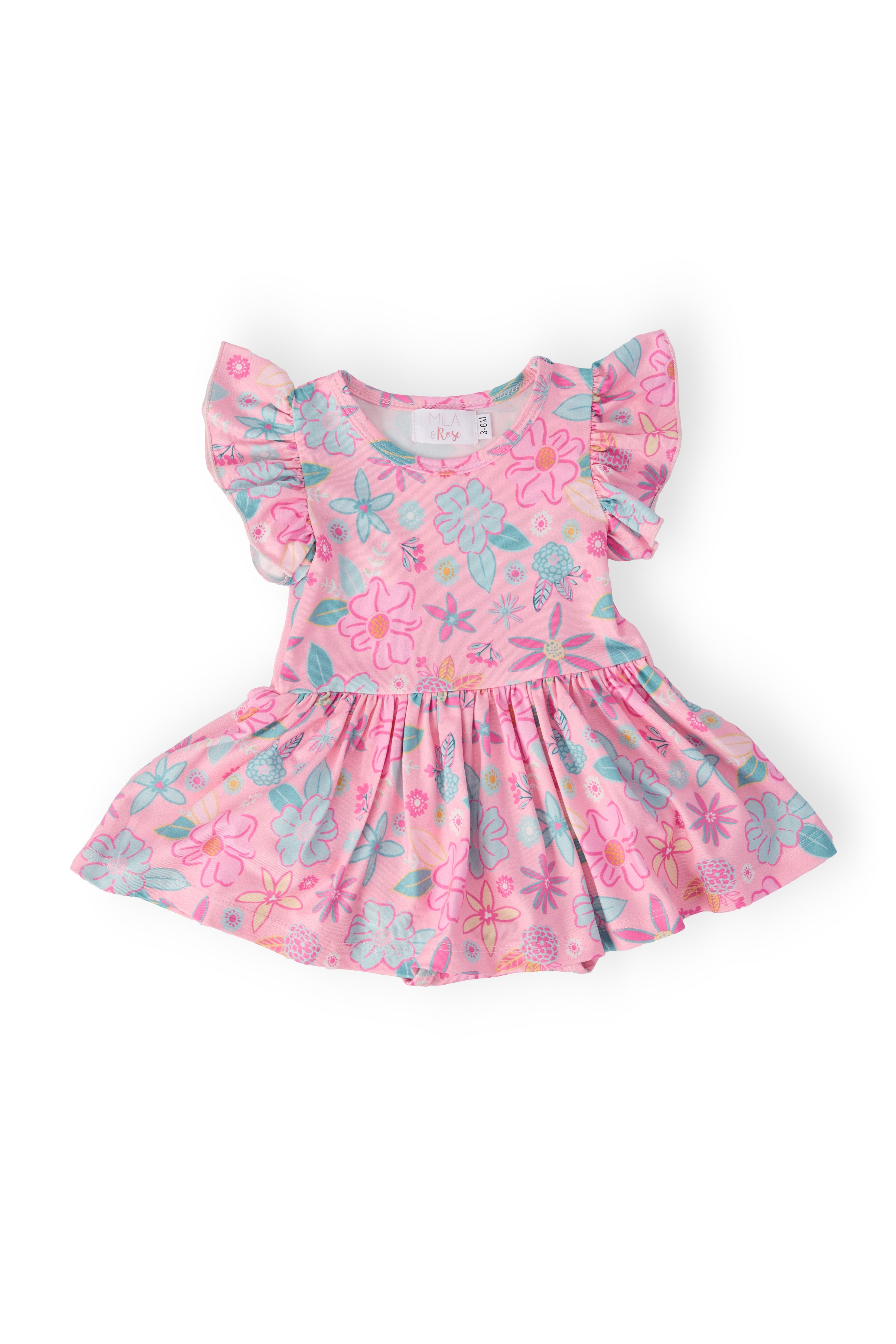 Mila & Rose ® Beachy Blooms S/S Flutter Twirl Bodysuit — main product shot