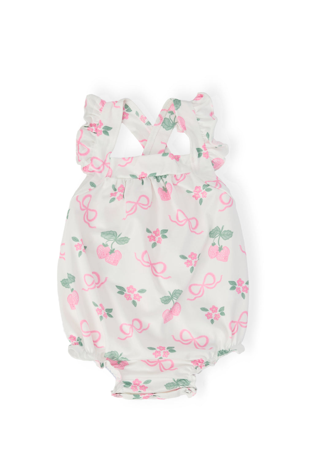Mila & Rose ® Berries & Bows Ruffle Cross Back Romper — main product shot