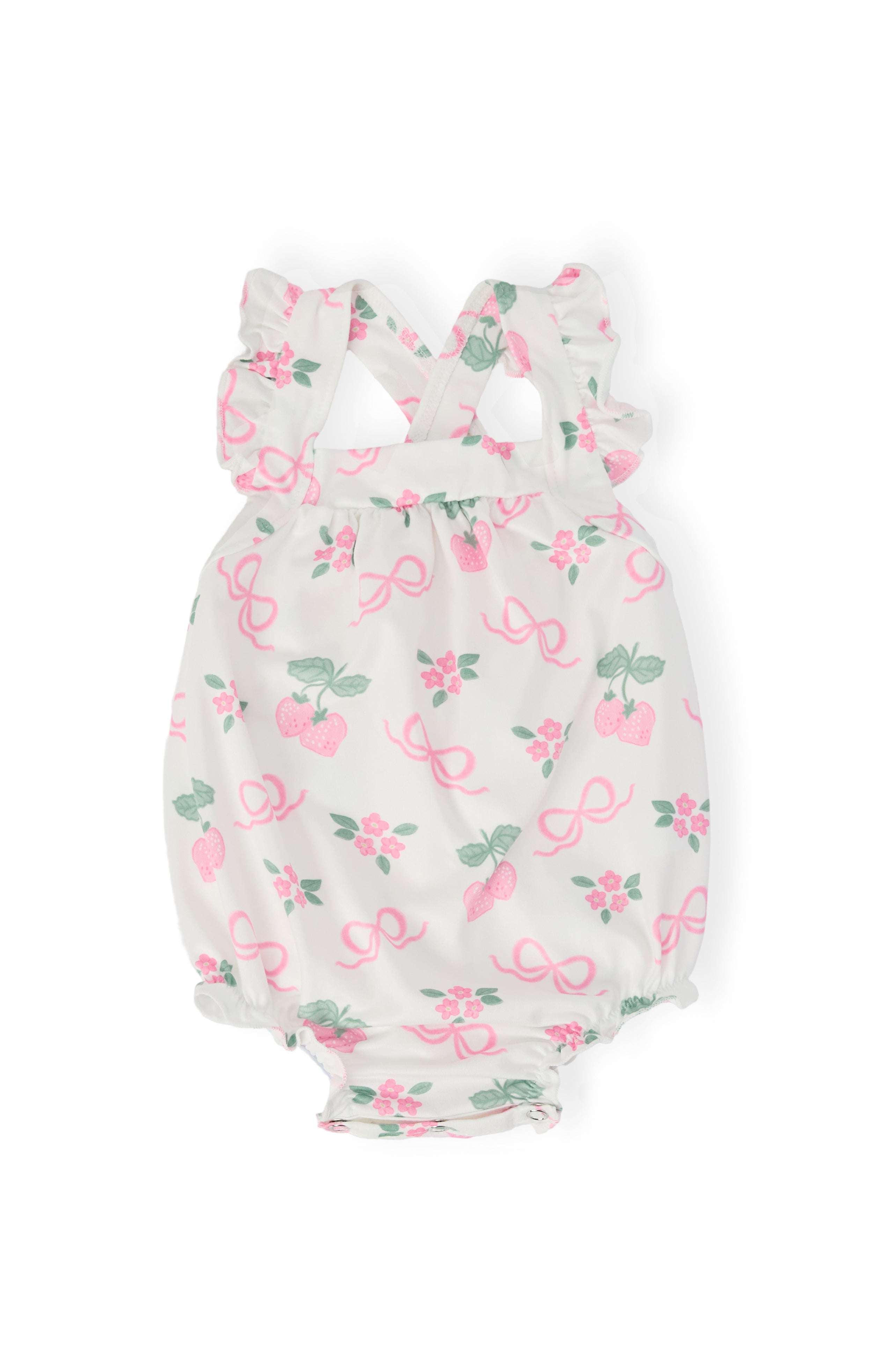 Mila & Rose ® Berries & Bows Ruffle Cross Back Romper — main product shot