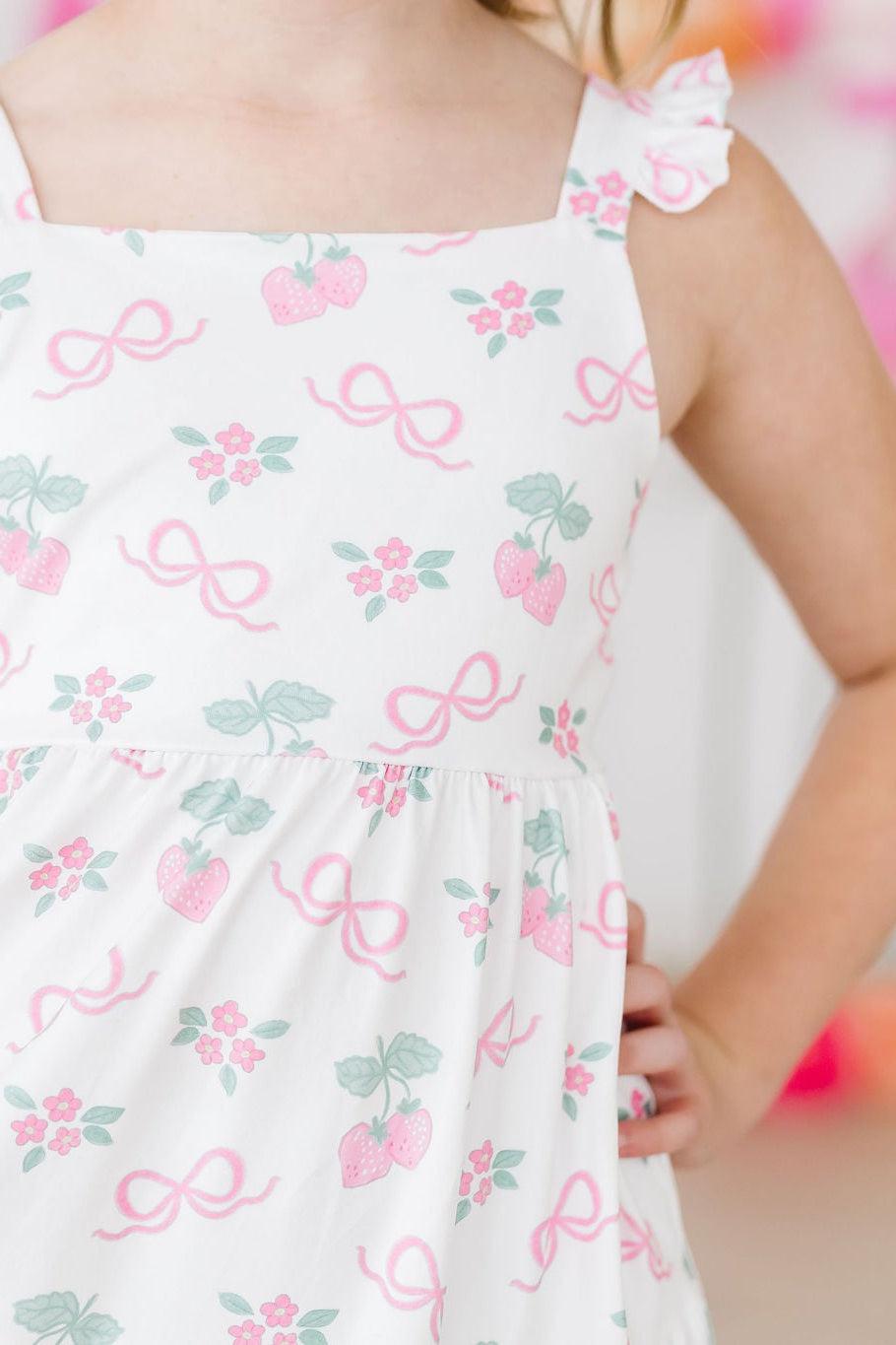 Mila & Rose ® Berries & Bows Ruffle Maxi Dress — back view