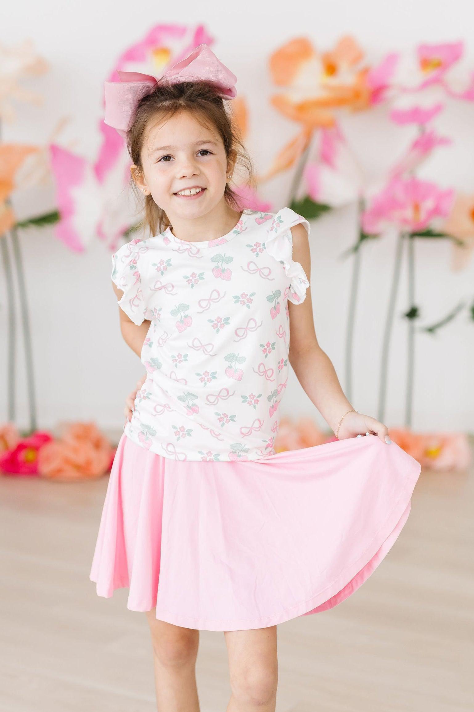 Mila & Rose ® Berries & Bows S/S Ruffle Tee — side view