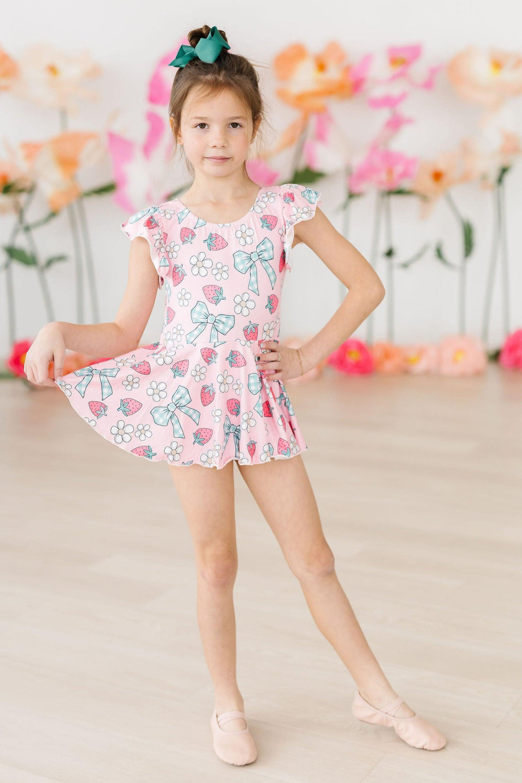 Mila & Rose ® Berry Picnic S/S Twirl Leotard — detail close-up