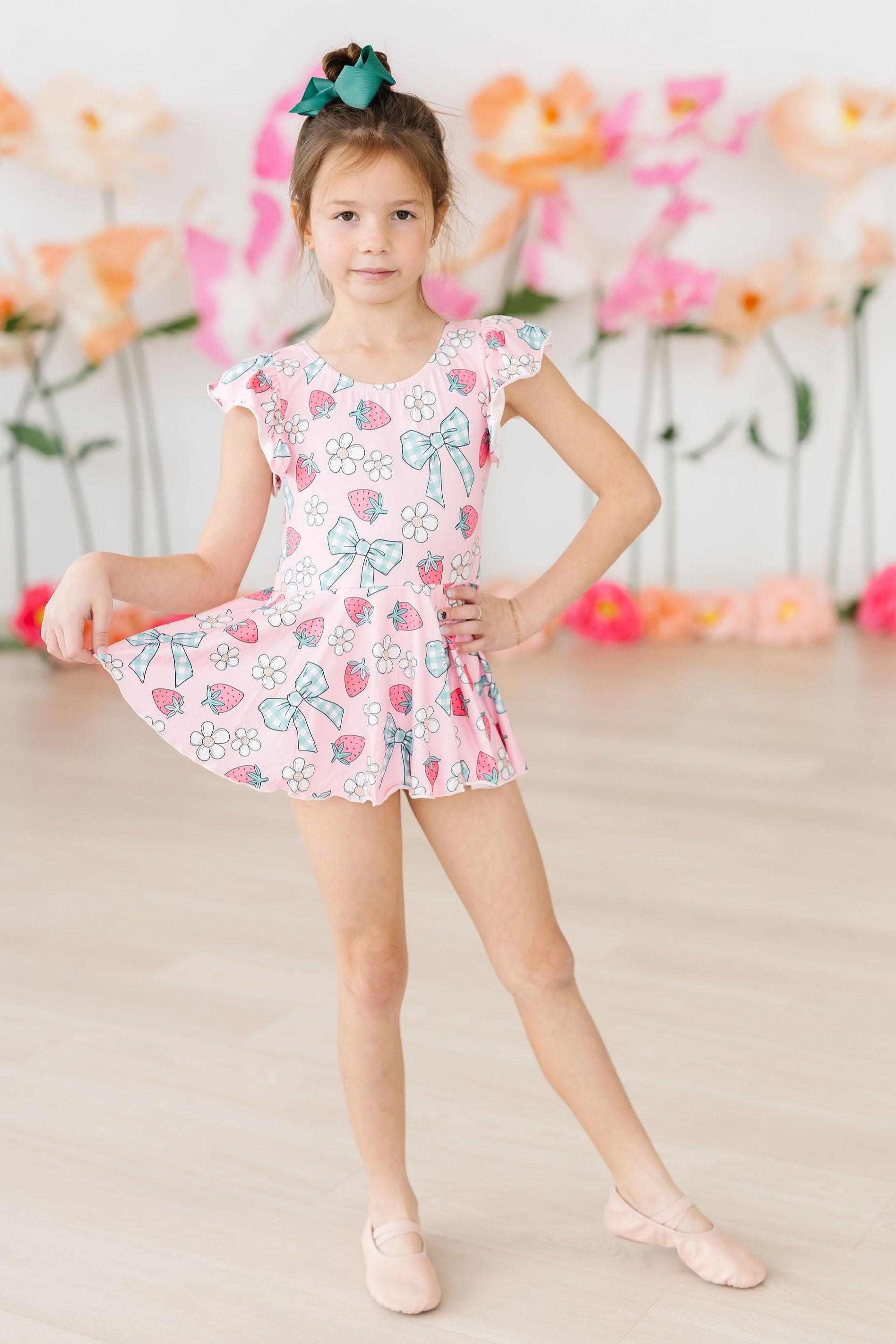Mila & Rose ® Berry Picnic S/S Twirl Leotard — detail close-up