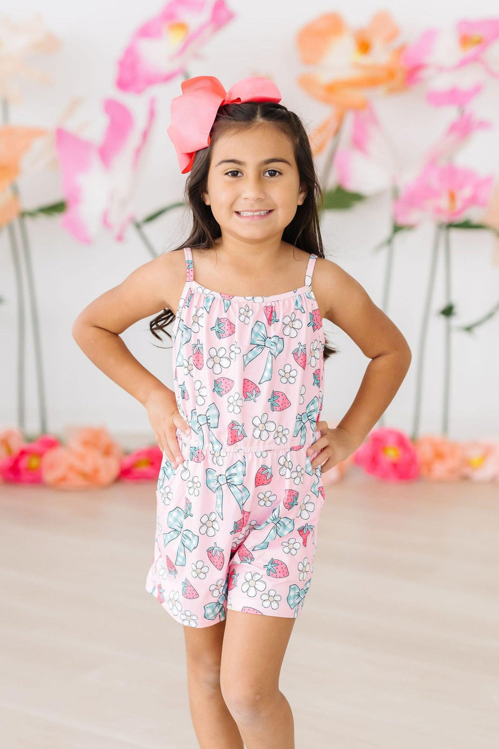 Mila & Rose ® Berry Picnic Strappy Play Romper — main product shot