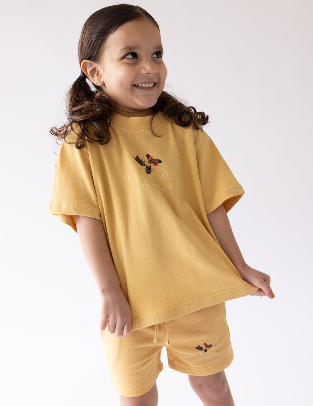 Elevated Faith Better Days Butterfly Kids Tee — detail close-up