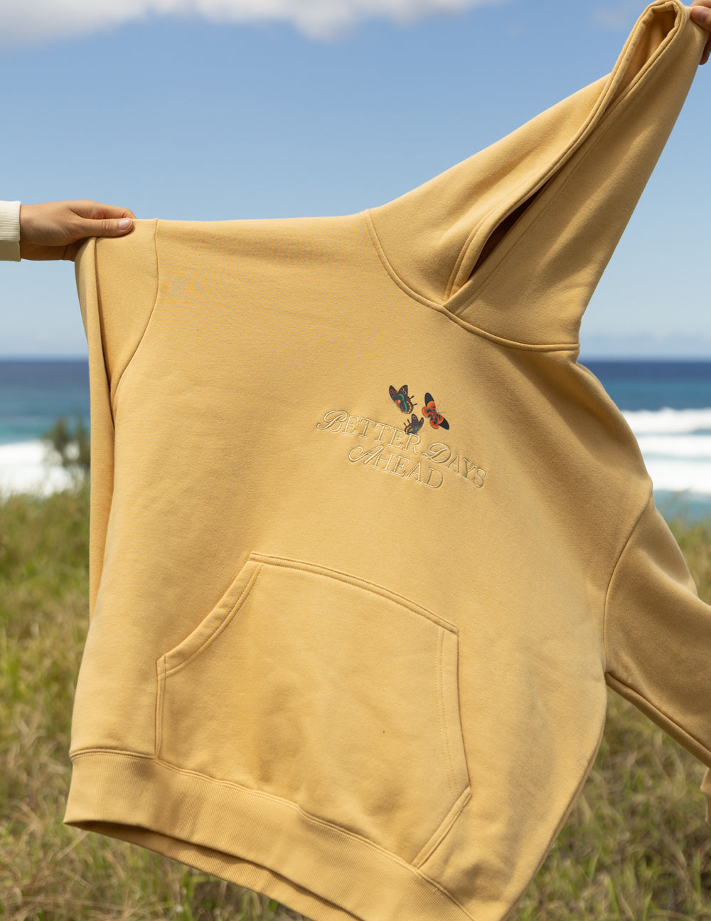 Elevated Faith Better Days Butterfly Unisex Hoodie — side view
