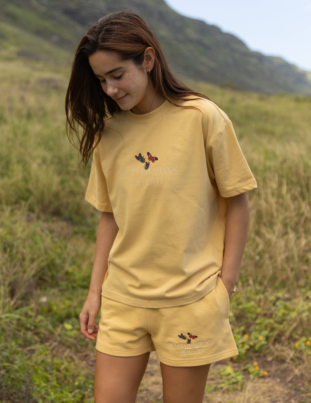 Elevated Faith Better Days Butterfly Unisex Tee — lifestyle context
