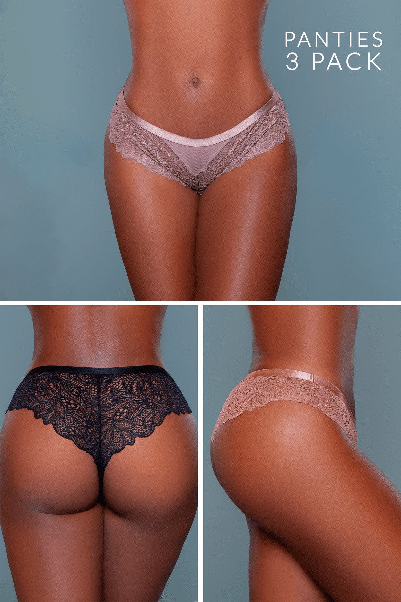 Love Spark Cove | Intimate Apparel, Pleasure Shop & Free Shipping 2212A3PK Wren Cheeky 3 Pack — main product shot