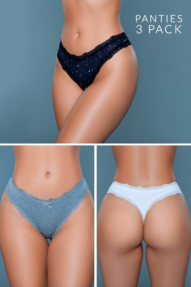 Love Spark Cove | Intimate Apparel, Pleasure Shop & Free Shipping 22063PK Jade Thong 3 Pack — main product shot