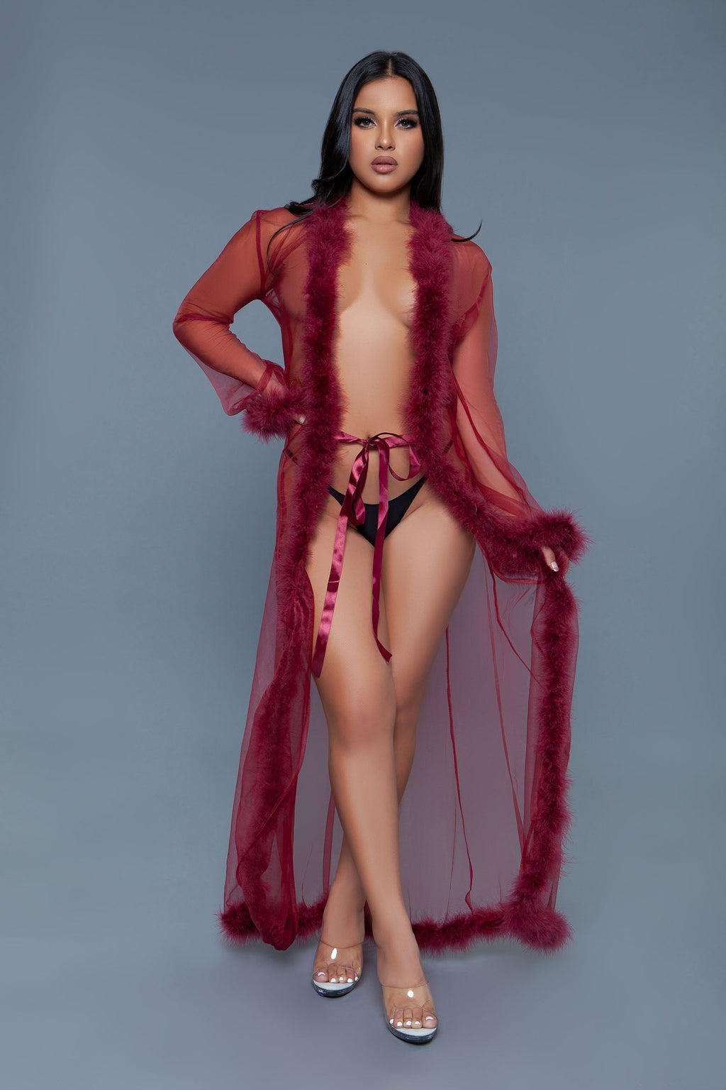 Love Spark Cove | Intimate Apparel, Pleasure Shop & Free Shipping BW1650 Marabou Robe — side view