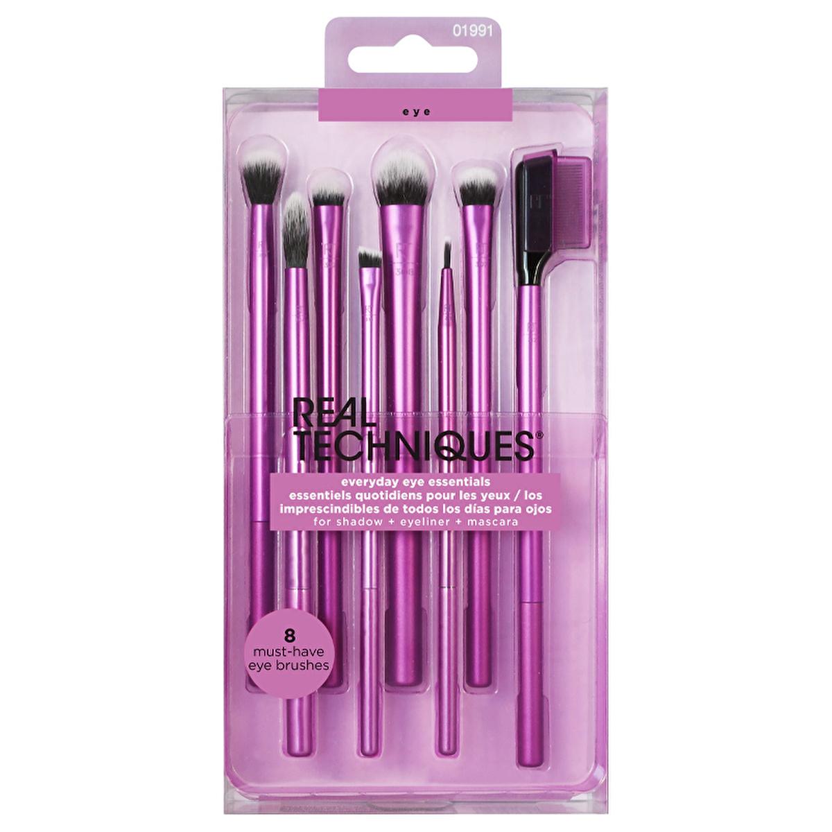 Real Techniques Everyday Eye Makeup Brush Set - 7 Piece Professional Makeup Brushes for Eyeshadow, Eyeliner, and Mascara Application