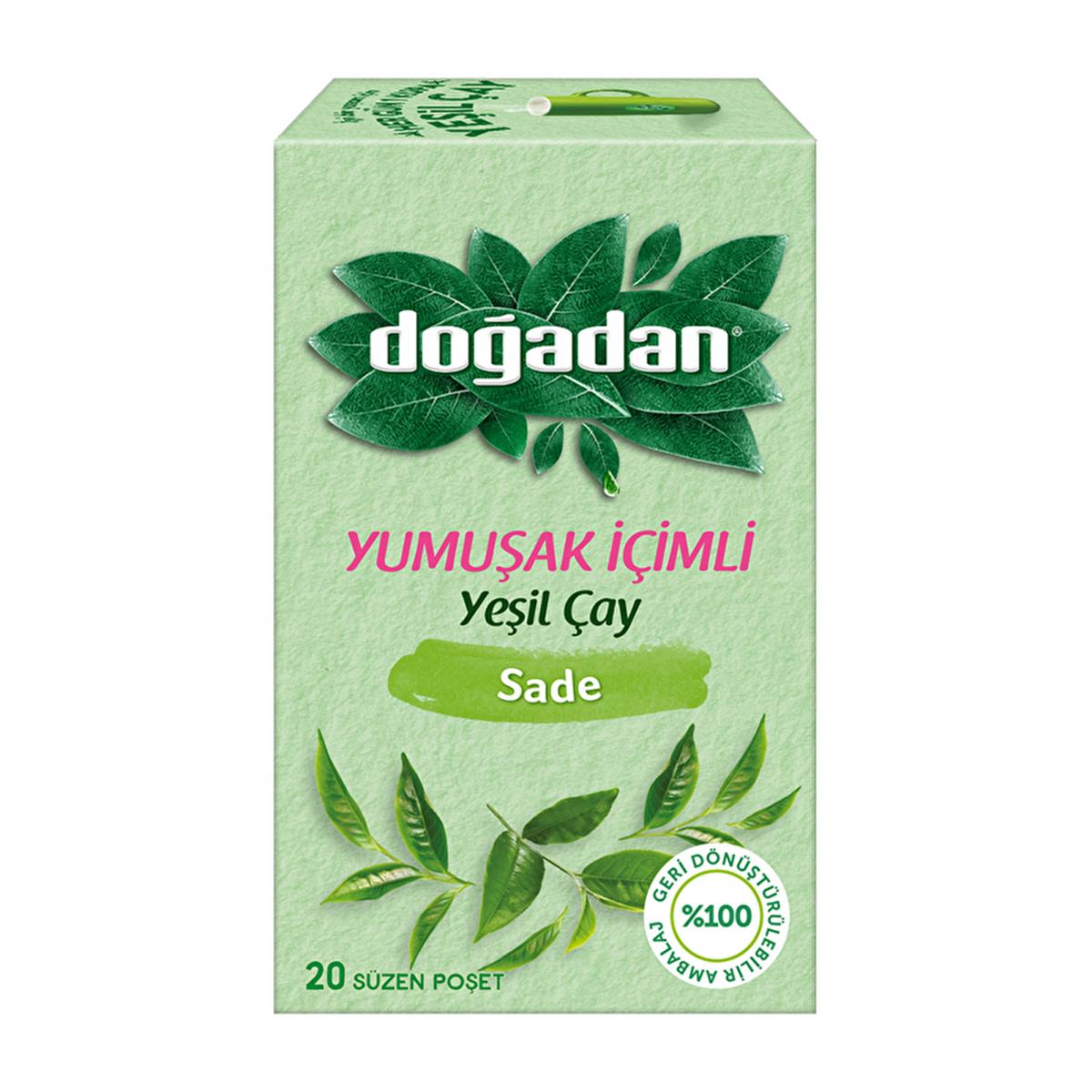 Doğadan Soft Taste Green Tea, 20 Tea Bags - Natural, Herbal Beverage for Health-Conscious Individuals