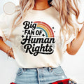 Pasimax "Big Fan of Human Rights" Aesthetic Retro Shirt - Vintage 70s Rainbow Equality Tee, Minimalist Social Justice Graphic