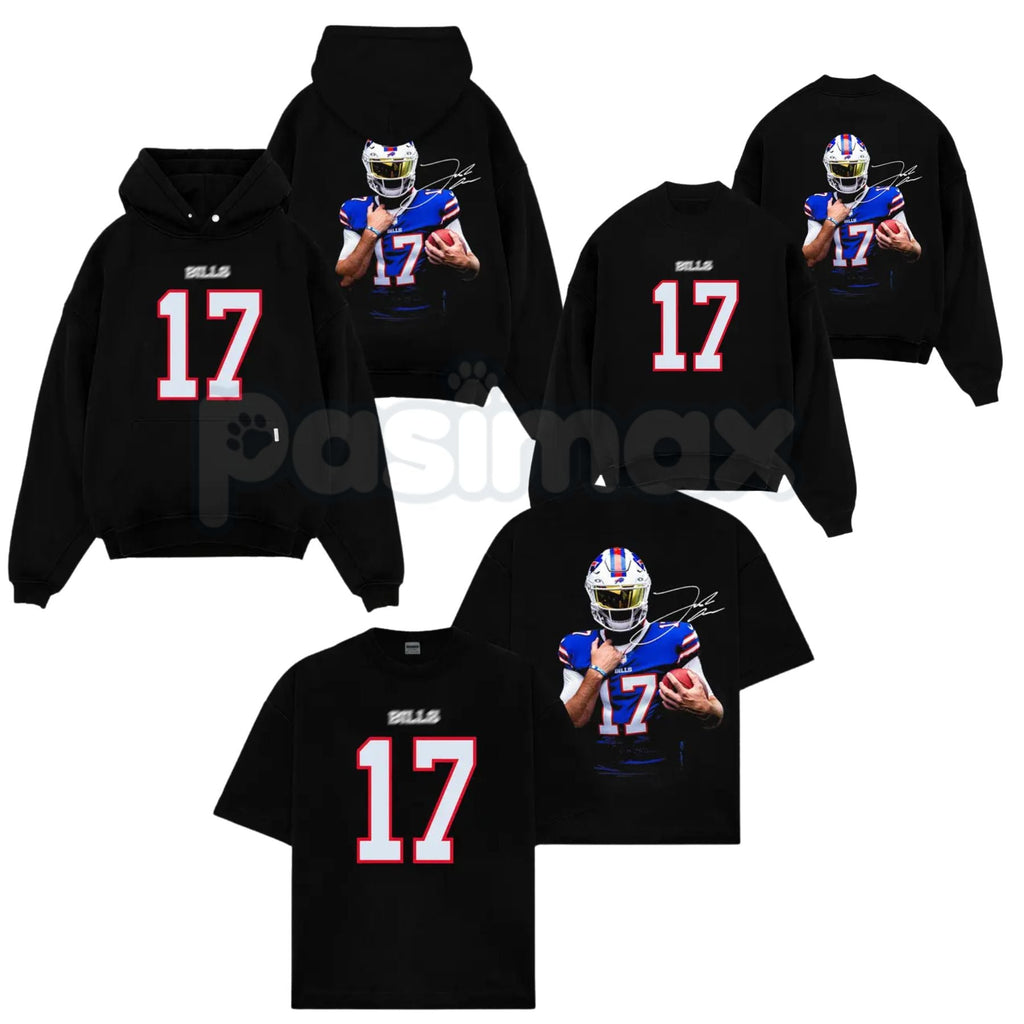 Pasimax Bills Mafia Fit – Josh Allen 17 MVP Cotton Hoodie, Soft & Comfortable Sweatshirt and T-Shirt — main product shot