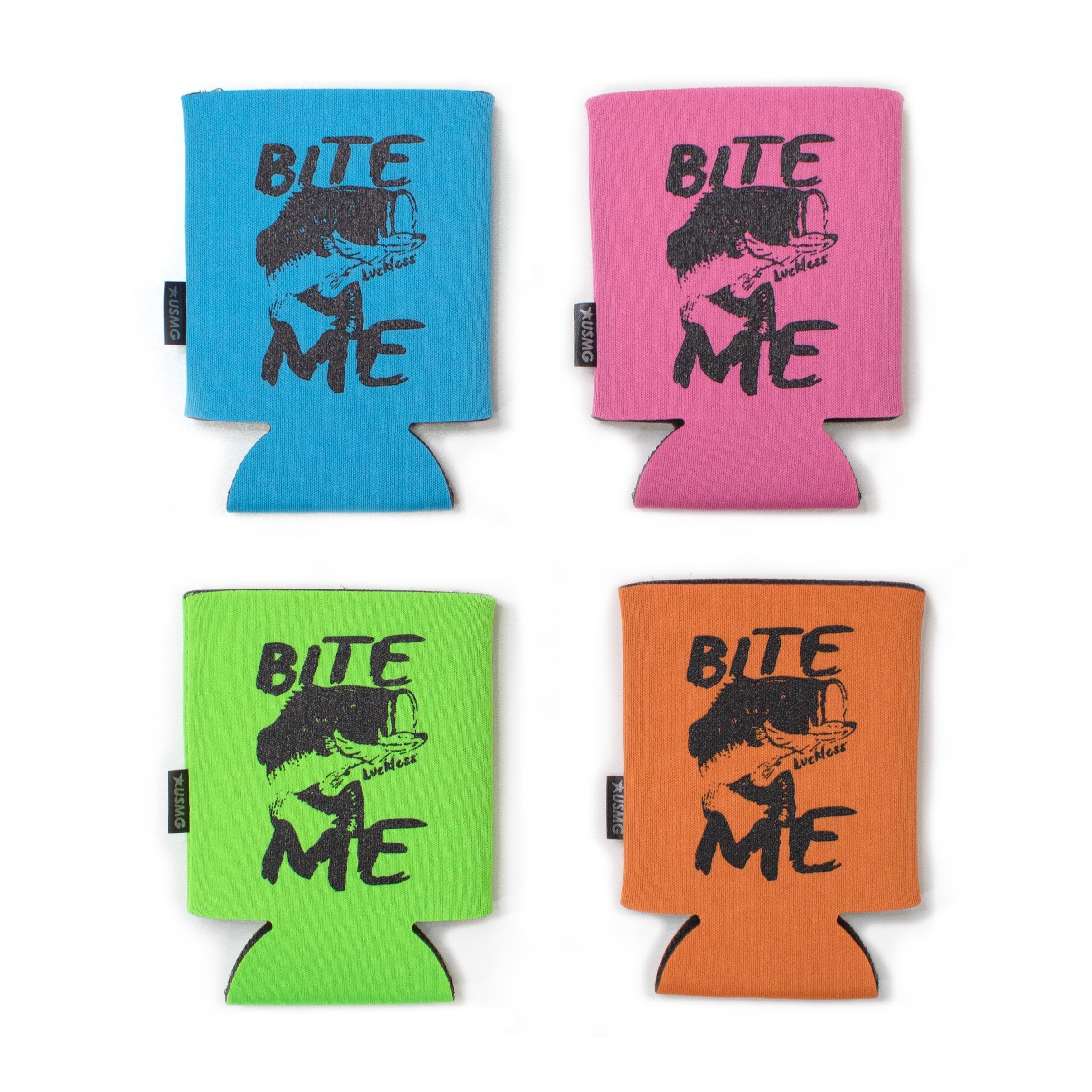 Luckless Outfitters Bite Me Koozie — main product shot