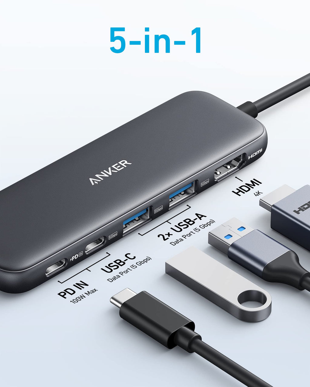 Refurbished Anker <b>332</b> USB-C Hub (5-in-1), view 2