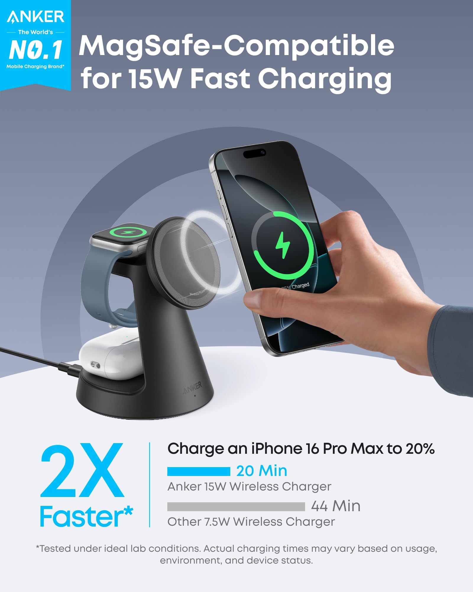 Anker MagGo Wireless Charging Station (3-in-1, Dock Stand), view 8
