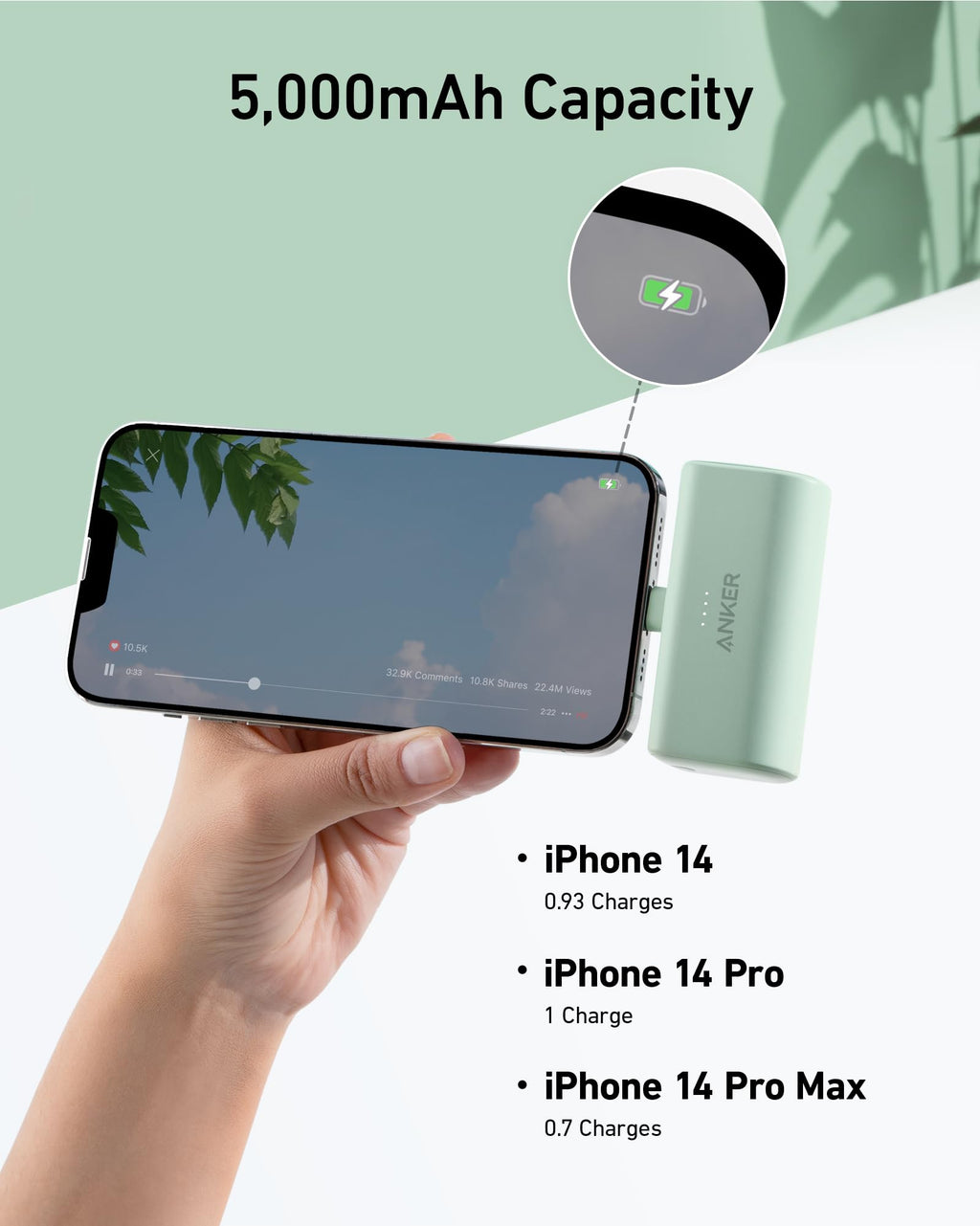Anker Nano Power Bank (12W, Built-In Lightning Connector), view 6