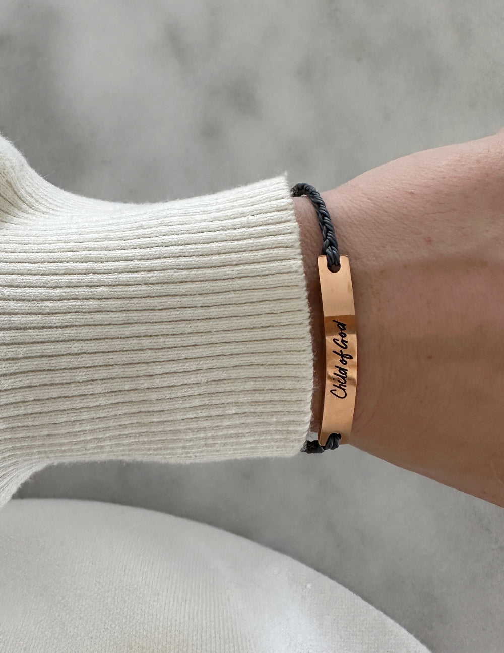 Elevated Faith Black Child of God Bracelet — detail close-up