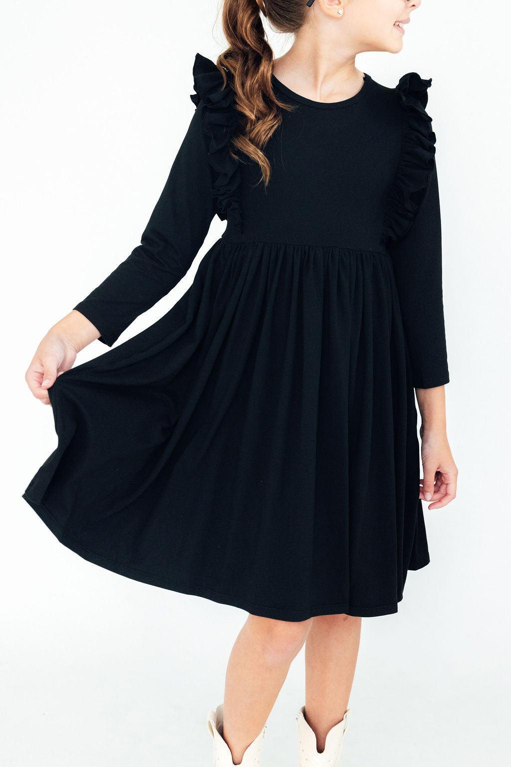 Mila & Rose ® Black L/S Ruffle Twirl Dress — lifestyle context