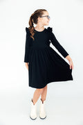Mila & Rose ® Black L/S Ruffle Twirl Dress — main product shot