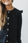 Mila & Rose ® Black Ruffle Cardigan — main product shot