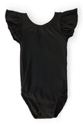 Mila & Rose ® Black S/S Flutter Sleeve Leotard — main product shot