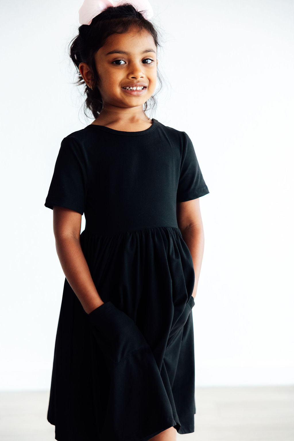 Mila & Rose ® Black S/S Pocket Twirl Dress — main product shot