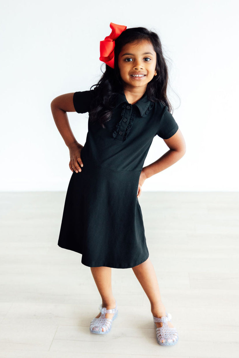 Mila & Rose ® Black S/S Polo Dress — main product shot