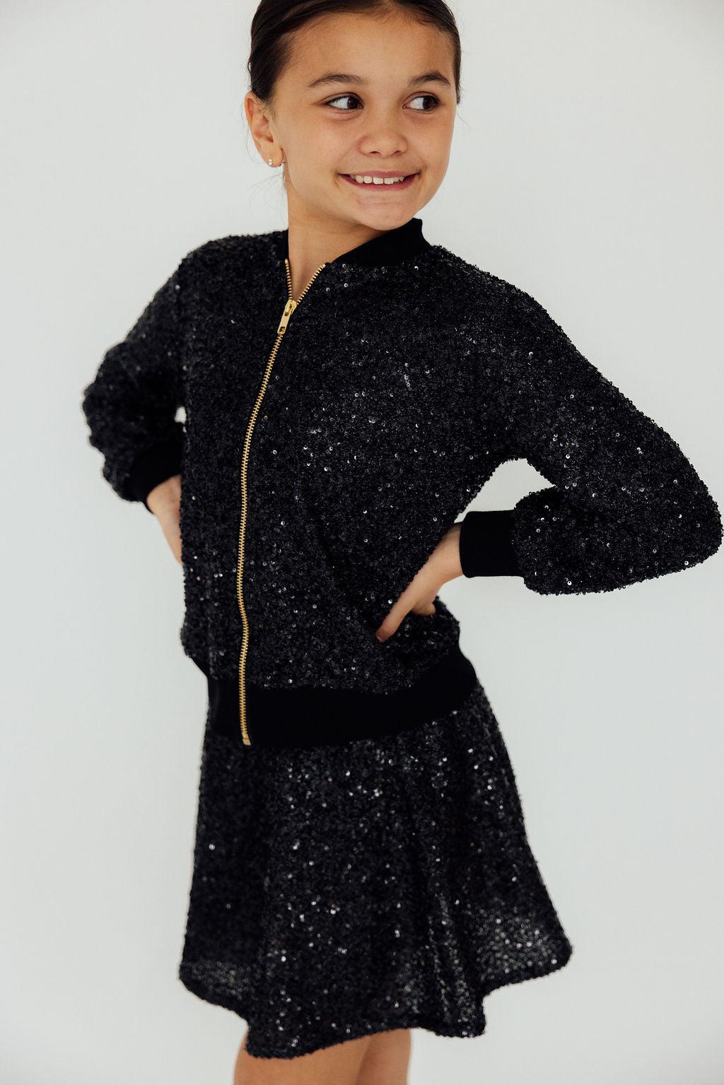 Mila & Rose ® Black Sequin Twirl Skort — lifestyle context