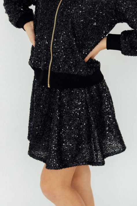 Mila & Rose ® Black Sequin Twirl Skort — main product shot