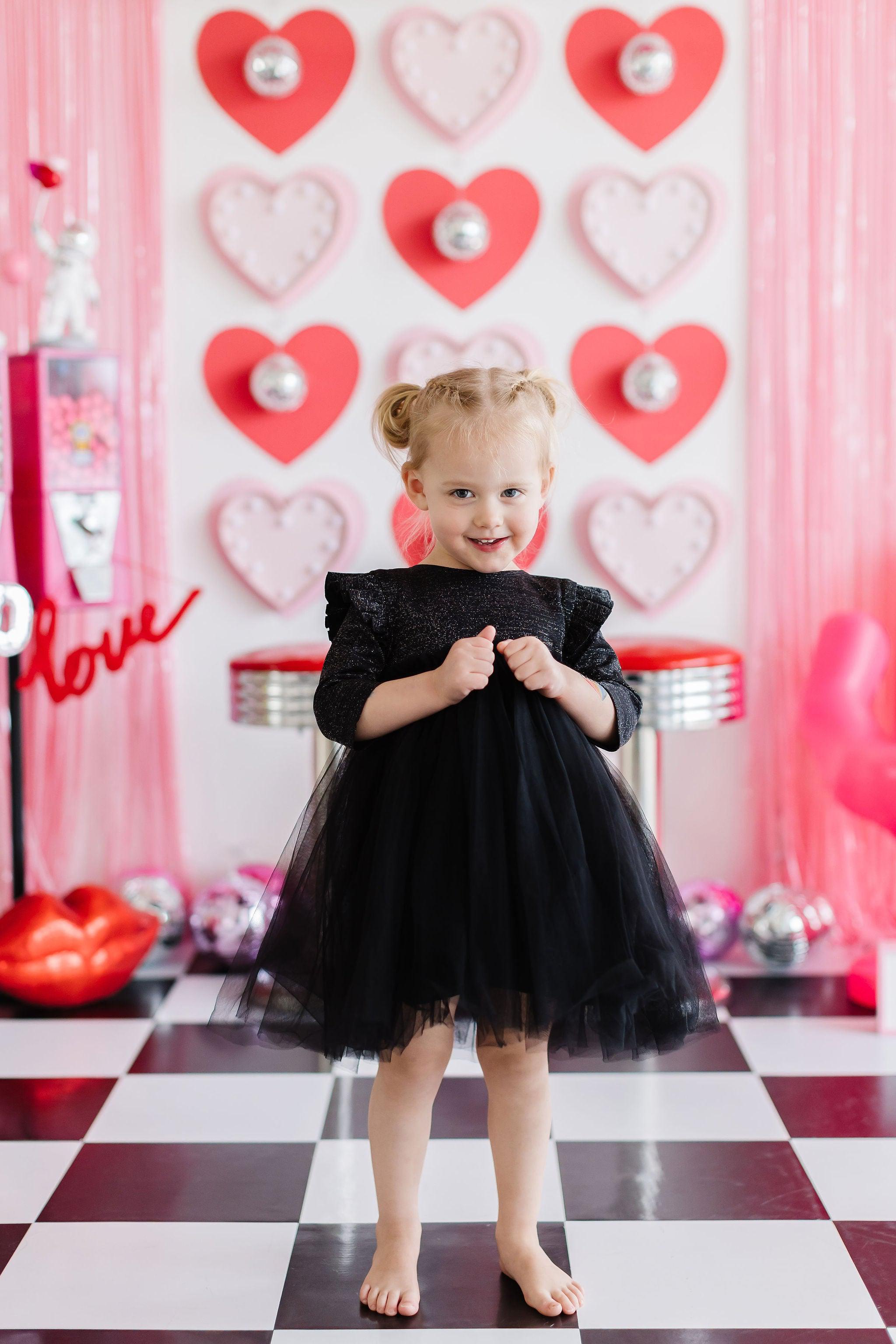 Mila & Rose ® Black Shimmer 3/4 Sleeve Tutu Dress — main product shot