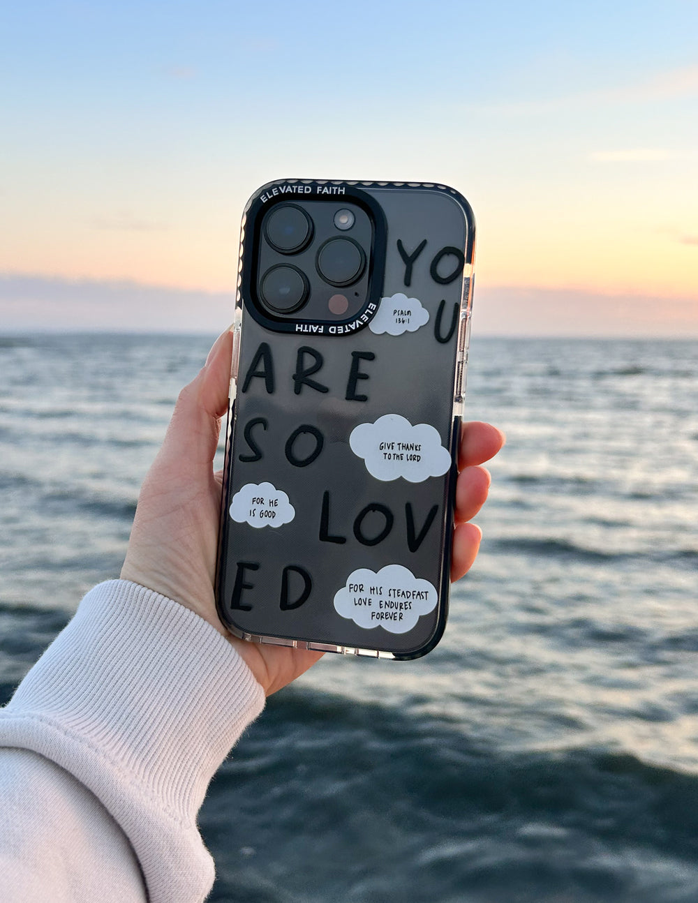 Elevated Faith Black You Are So Loved Phone Case — in-use photo