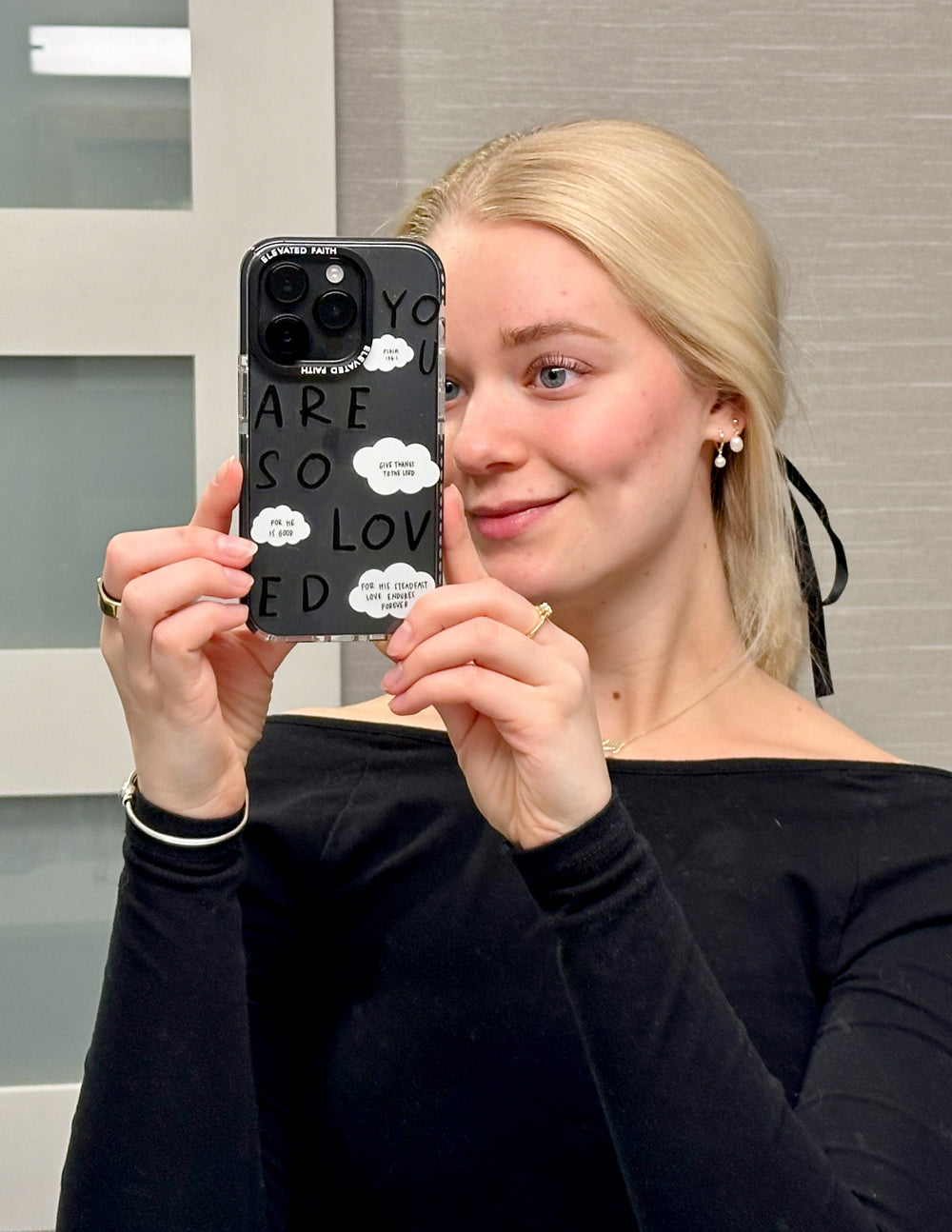 Elevated Faith Black You Are So Loved Phone Case — back view