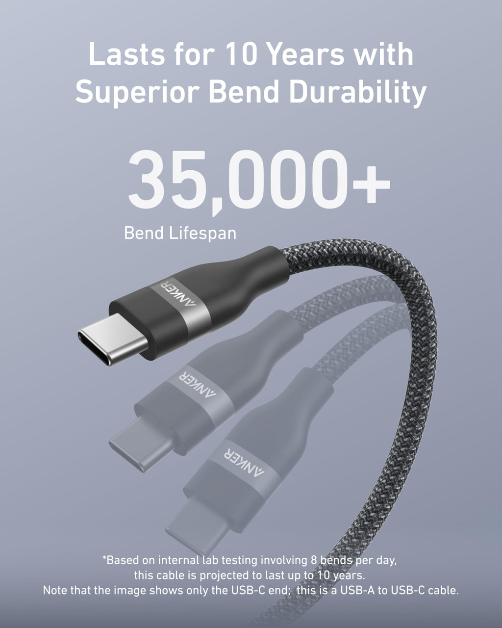 Anker USB-A to USB-C Cable (3 ft / 6 ft, Upcycled-Braided), view 3