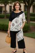 KADOU BOUTIQUE Black And White Wide Pants — main product shot