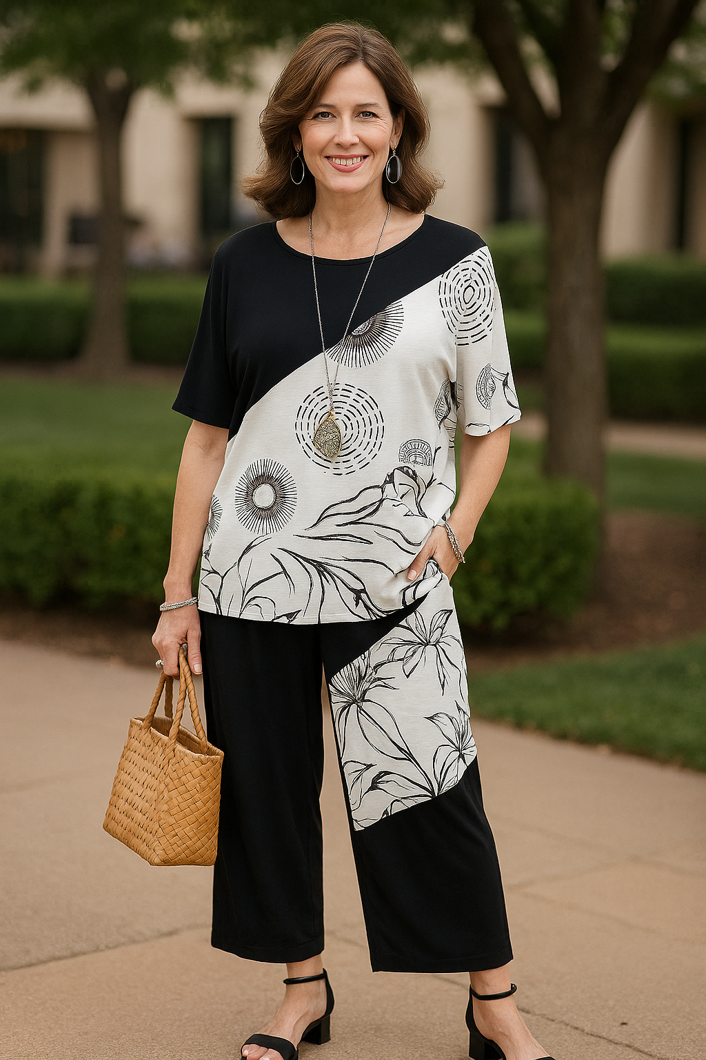 KADOU BOUTIQUE Black And White Wide Pants — main product shot
