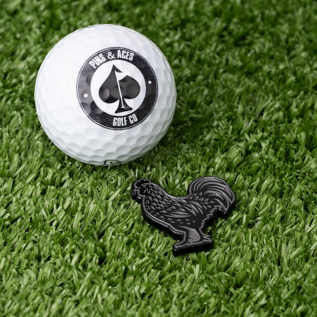 Pins and Aces Black Cock Ball Marker — side view