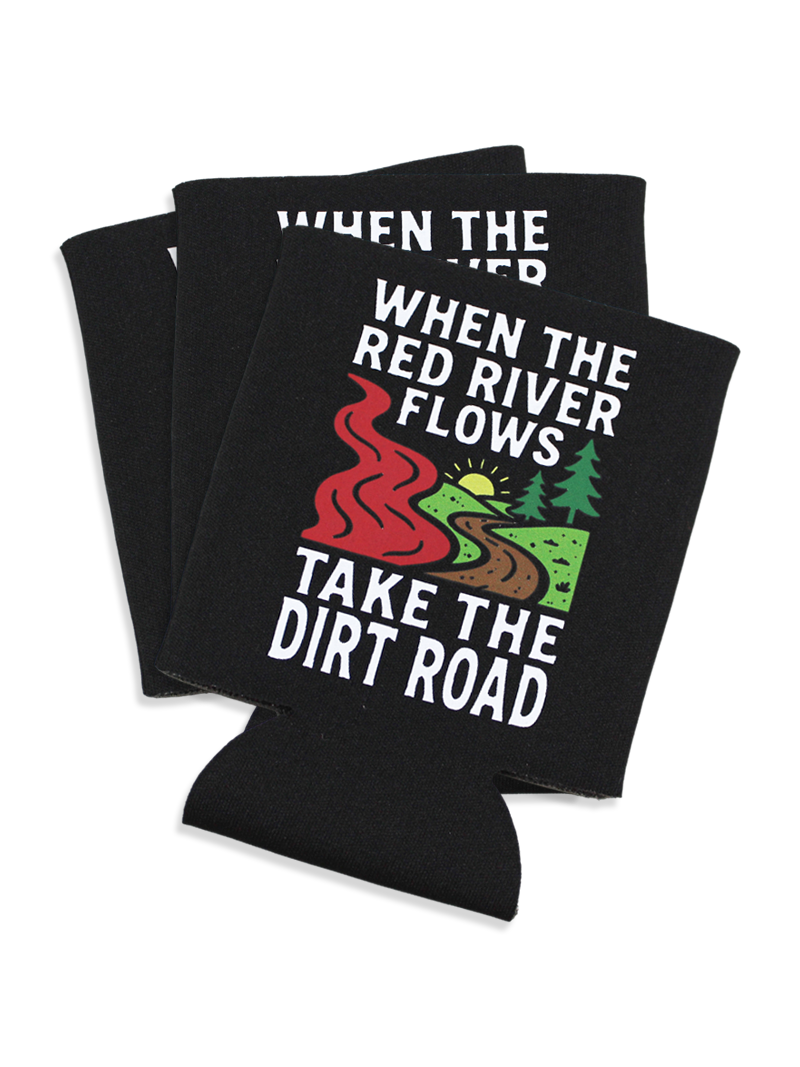 Luckless Outfitters Red River Koozie — detail close-up