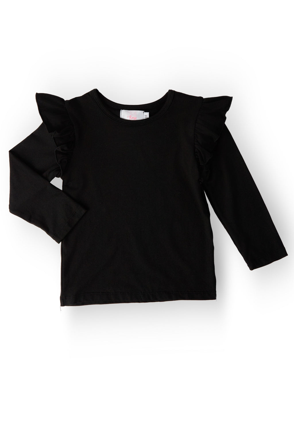 Mila & Rose ® Black L/S Ruffle Tee — main product shot