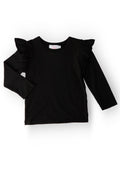 Mila & Rose ® Black L/S Ruffle Tee — main product shot