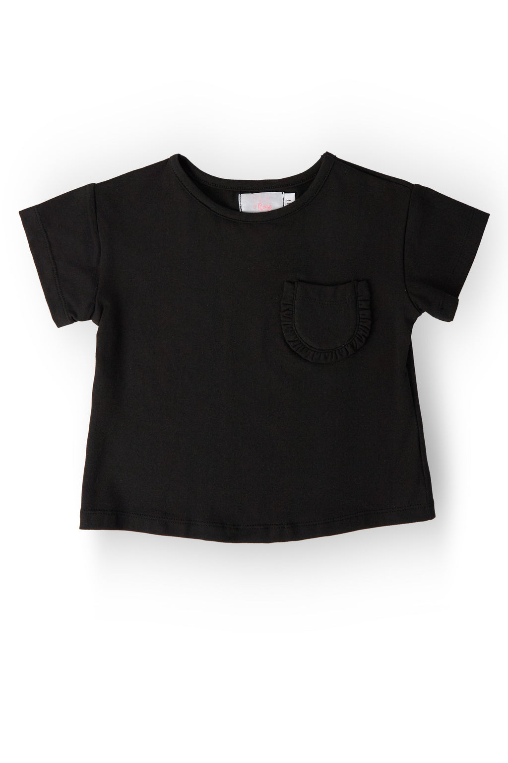 Mila & Rose ® Black Ruffle Pocket Tee — main product shot