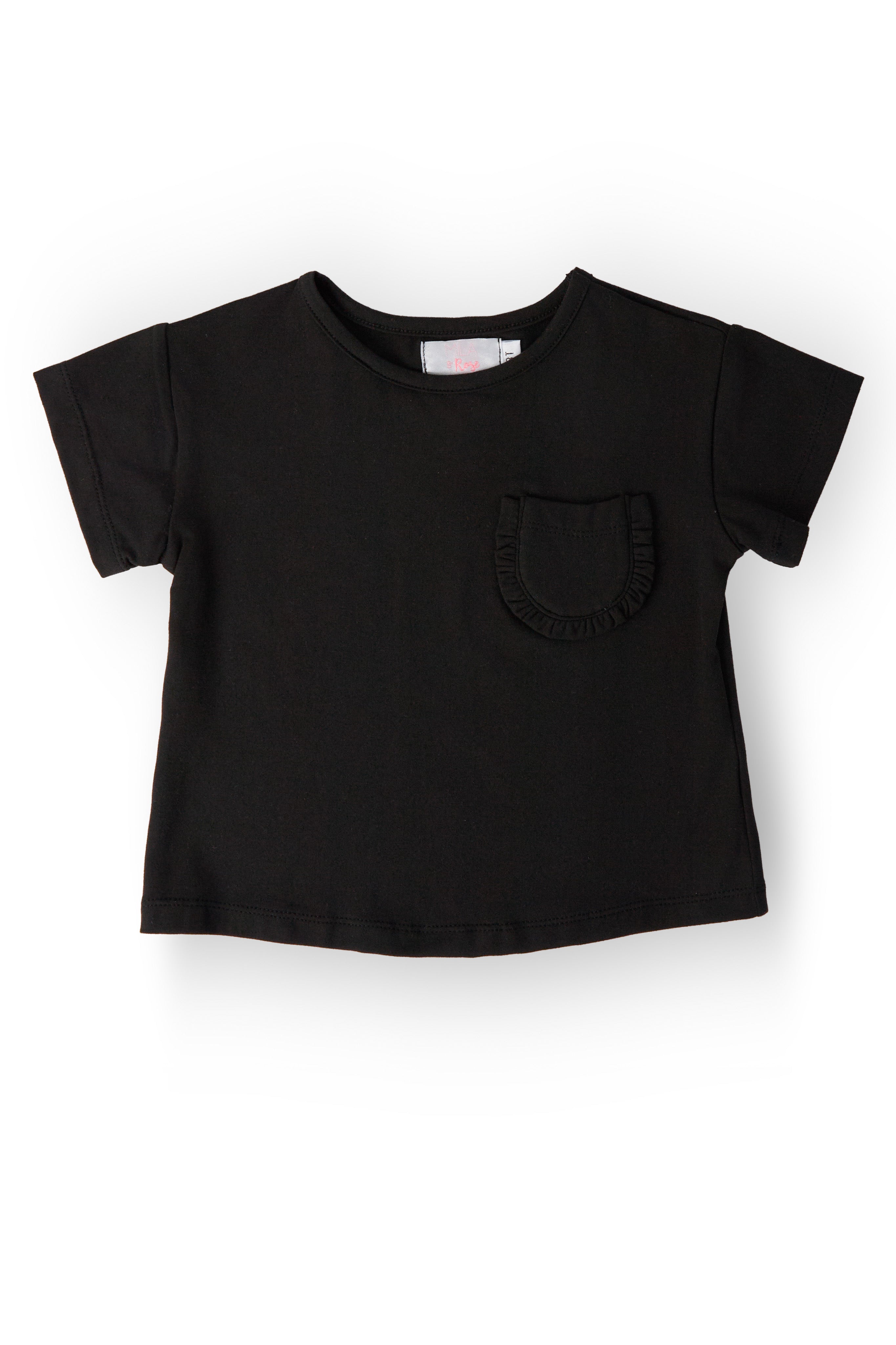 Mila & Rose ® Black Ruffle Pocket Tee — main product shot