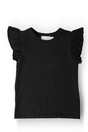 Black S/S Ruffle Tee