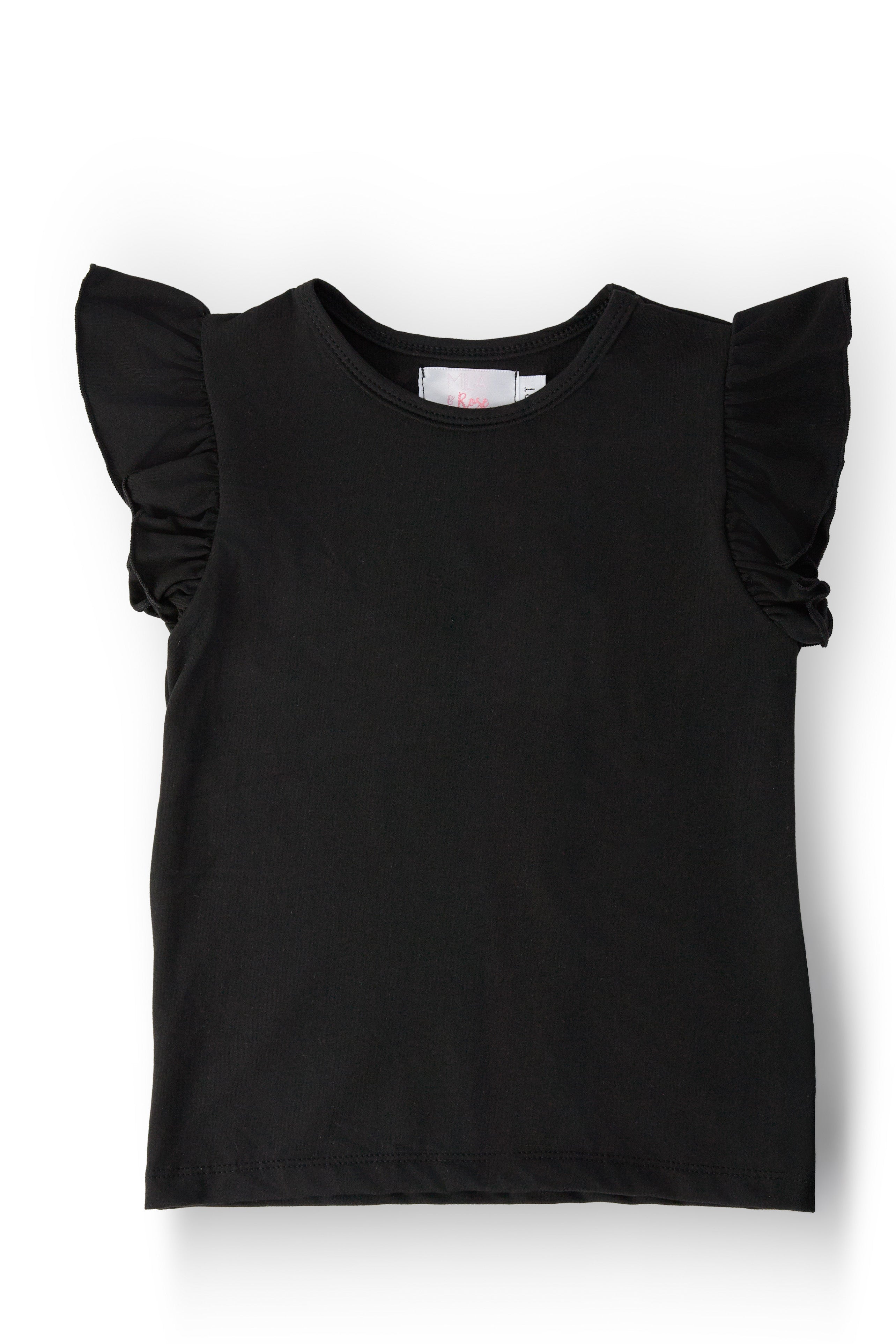 Mila & Rose ® Black S/S Ruffle Tee — main product shot