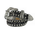 Rhinestone Belt Store Black Strap With Black & Diamond White Studded Rhinestone BB Belt — main product shot