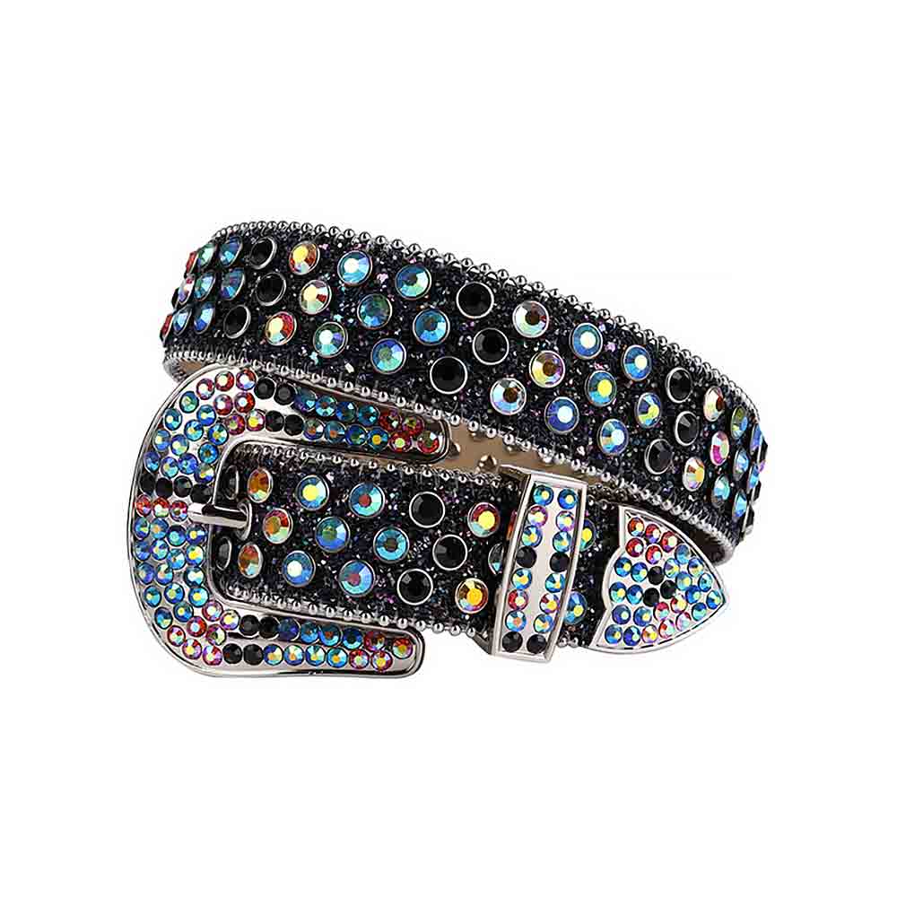 Rhinestone Belt Store Rhinestone Belt Store Black Strap with Black Multi-Studded Rhinestones —… — main product shot