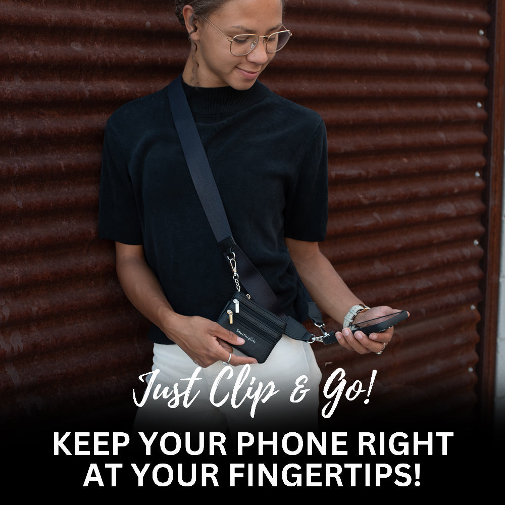 SaveTheGirls Clip & Go Strap with Pouch - Solid Collection — lifestyle context